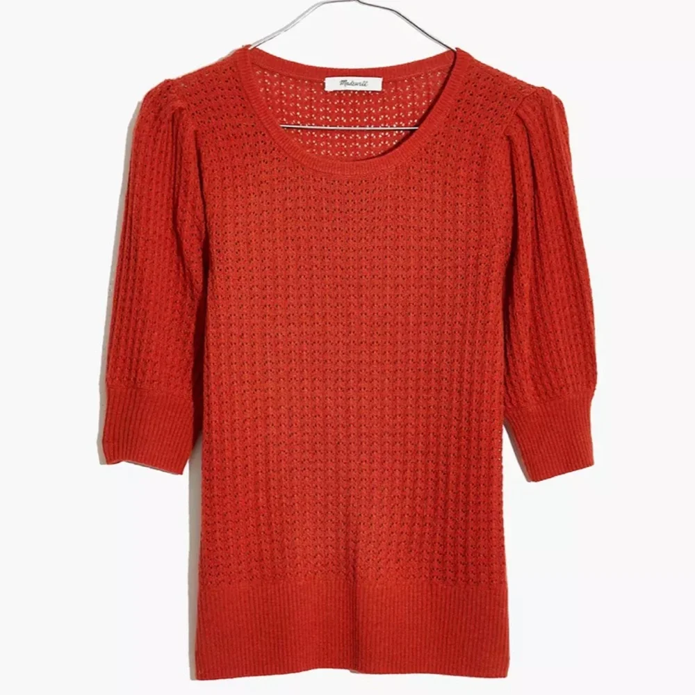 S O L D : Madewell Merino Wool Alpaca Blend Puff Sleeve Sweater Tee - Picture 2 of 13